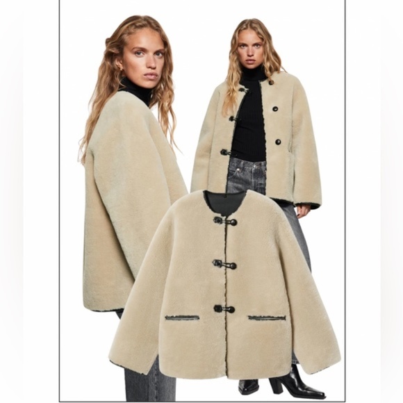 Mango Jackets & Blazers - NWT MANGO XS S Appliques Faux Fur Shearling Coat Jacket Toteme